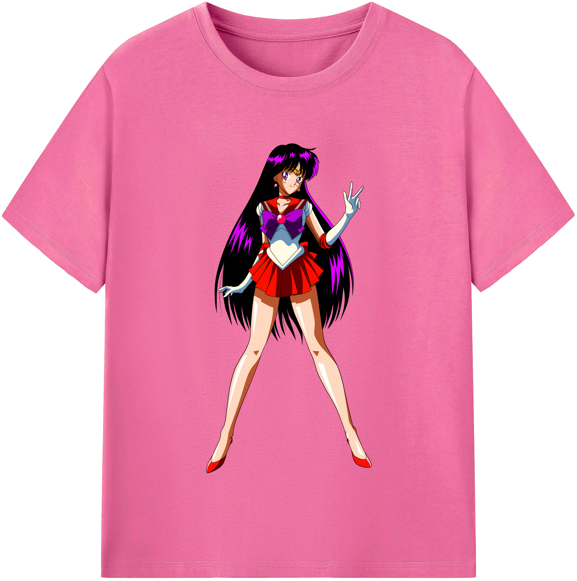 （画像用） 美少女戦士セーラームーン 火野レイ ひの レイ Sailor Moon Hino Rei （セーラーマーズ,Sailor Mars） レディースカジュアルプリントTシャツ（綿100％）